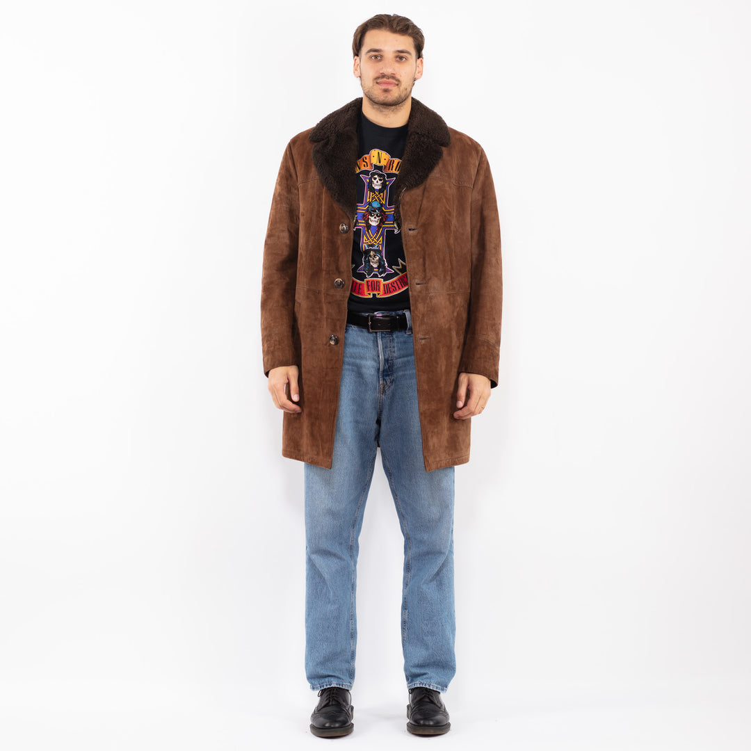 Vintage 70's Men Suede Sherpa Coat in Brown