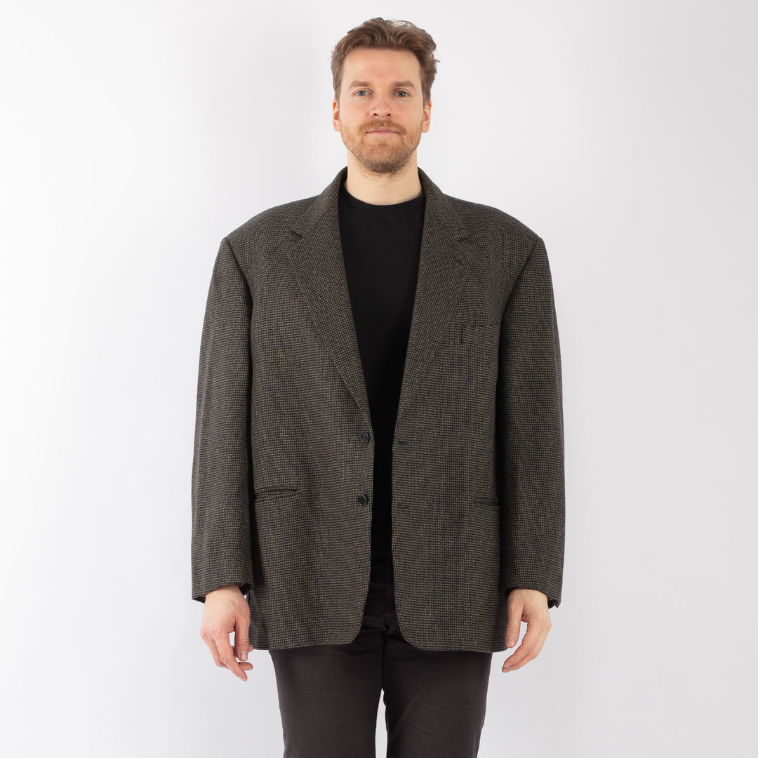 Vintage 70's Men Wool Blazer Jacket in Green