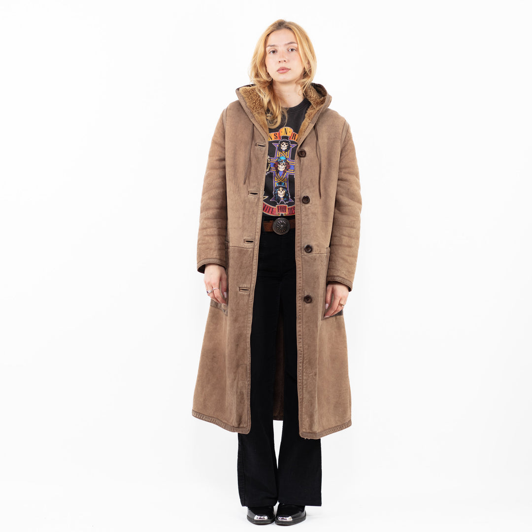 Vintage 80's Women Sheepskin Coat in BeigeA0172
