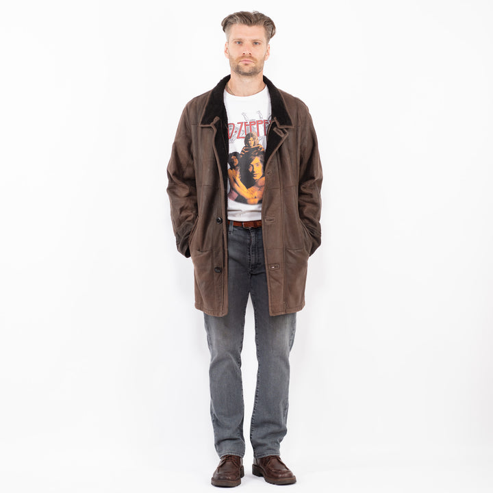 Vintage 90's Men Sheepskin Coat in BrownZ2067