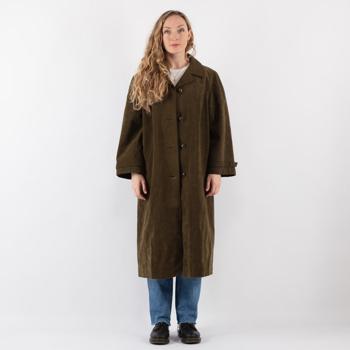 Vintage 90's Women Trench Coat in Green