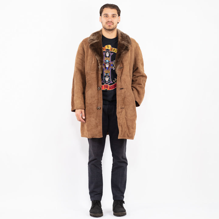 Vintage 70's Men Sheepskin Coat in BrownZ2384
