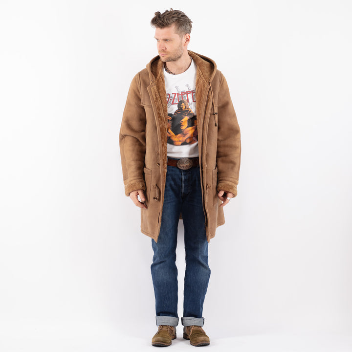 Vintage 90's Men Sheepskin Coat in BeigeZ1524