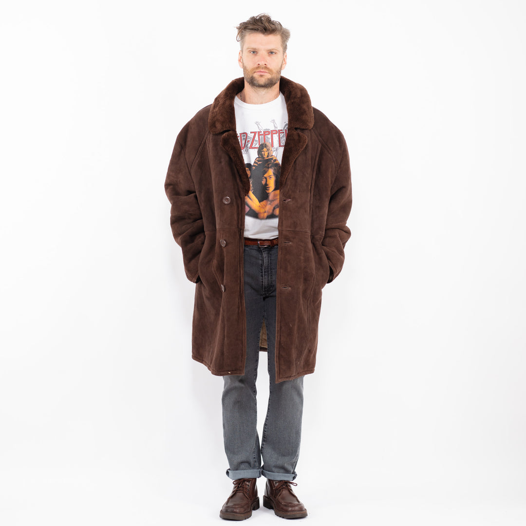 Vintage 70's Men Sheepskin Coat in BrownZ2293
