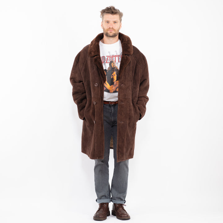 Vintage 70's Men Sheepskin Coat in BrownZ2293