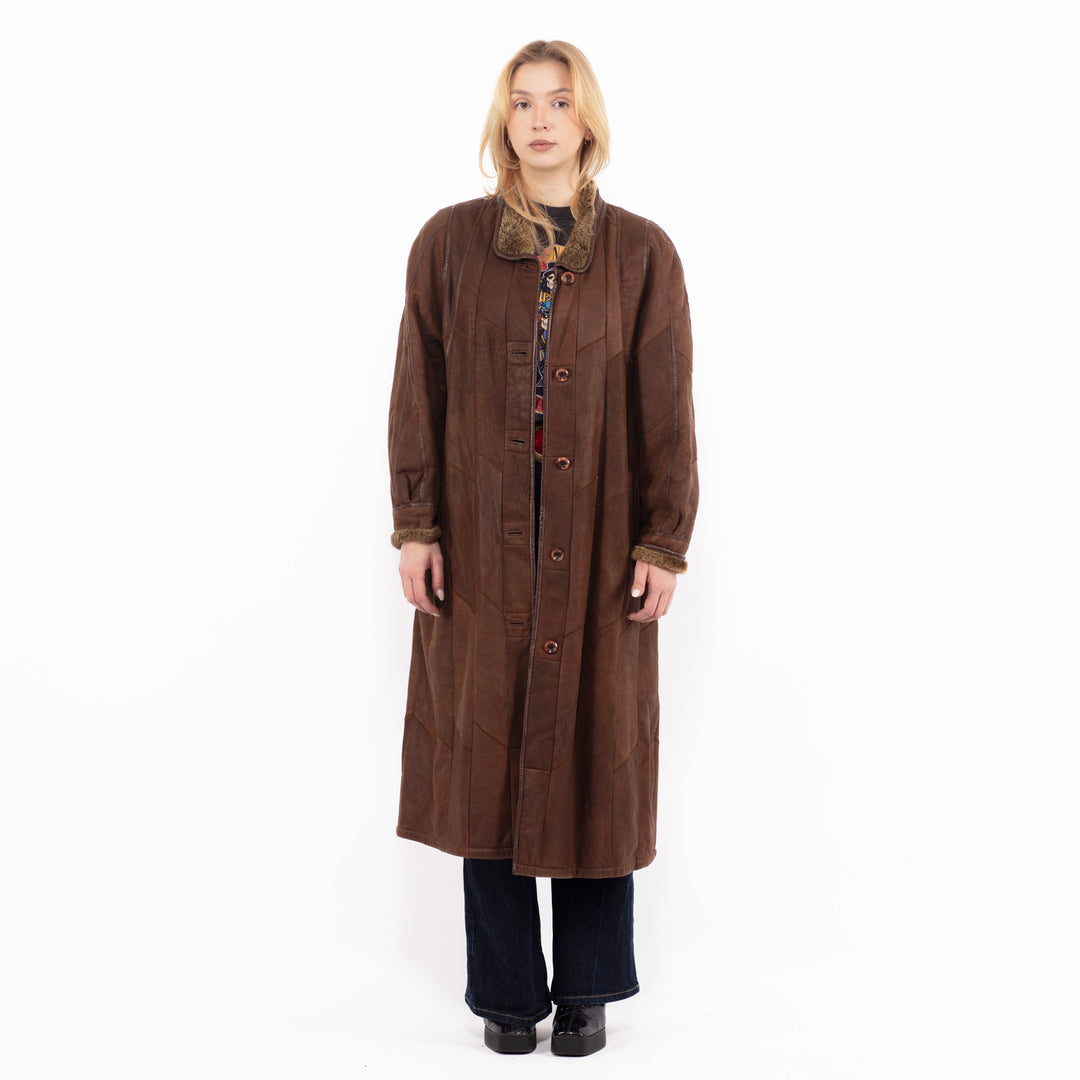 Vintage 90's Women Sheepskin Coat in BrownA1109