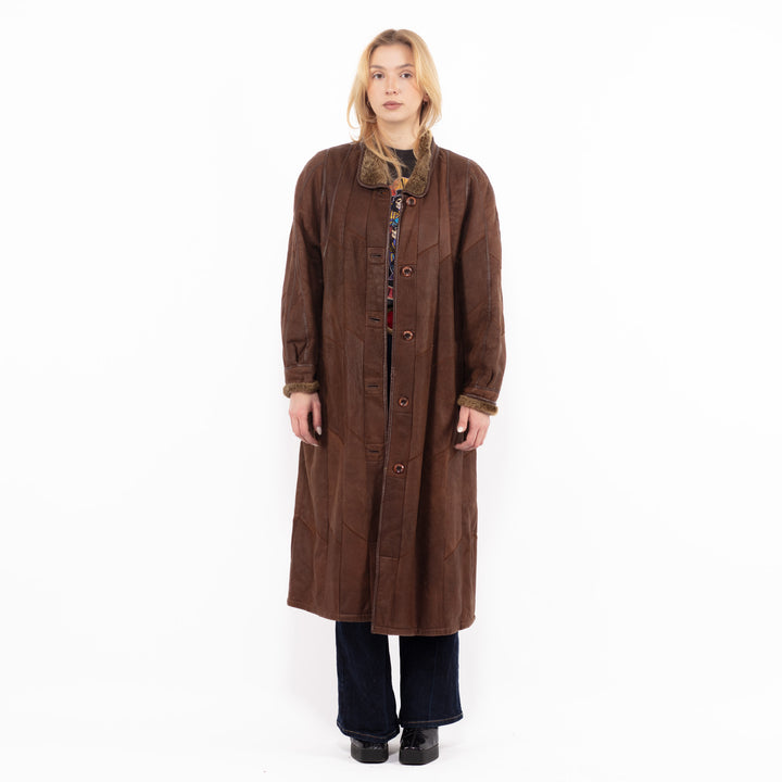 Vintage 90's Women Sheepskin Coat in BrownA1109