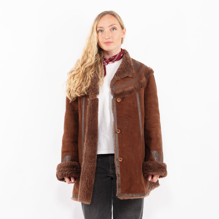 Vintage 70's Women Sheepskin Coat in BrownA0623