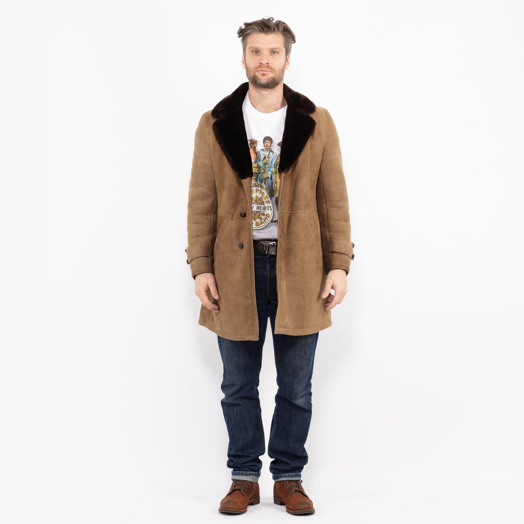 Vintage 70's Men Sheepskin Coat in BeigeZ2676