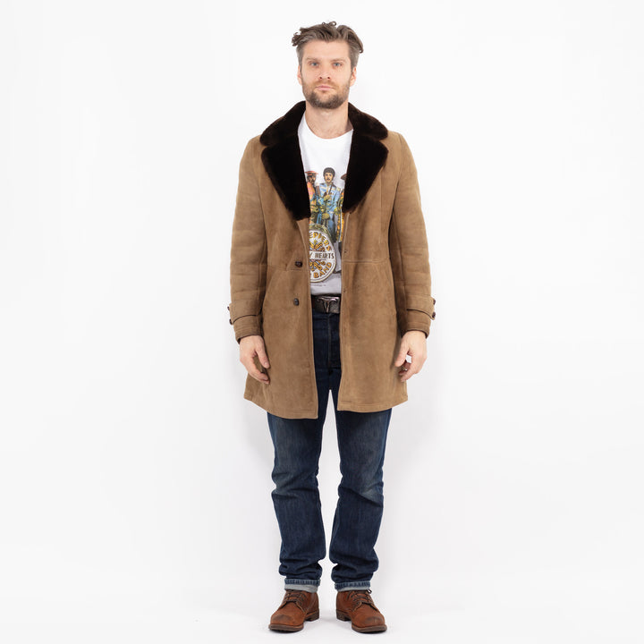 Vintage 70's Men Sheepskin Coat in BeigeZ2676