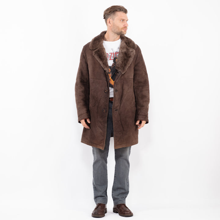 Vintage 70's Men Sheepskin Coat in BrownZ2069