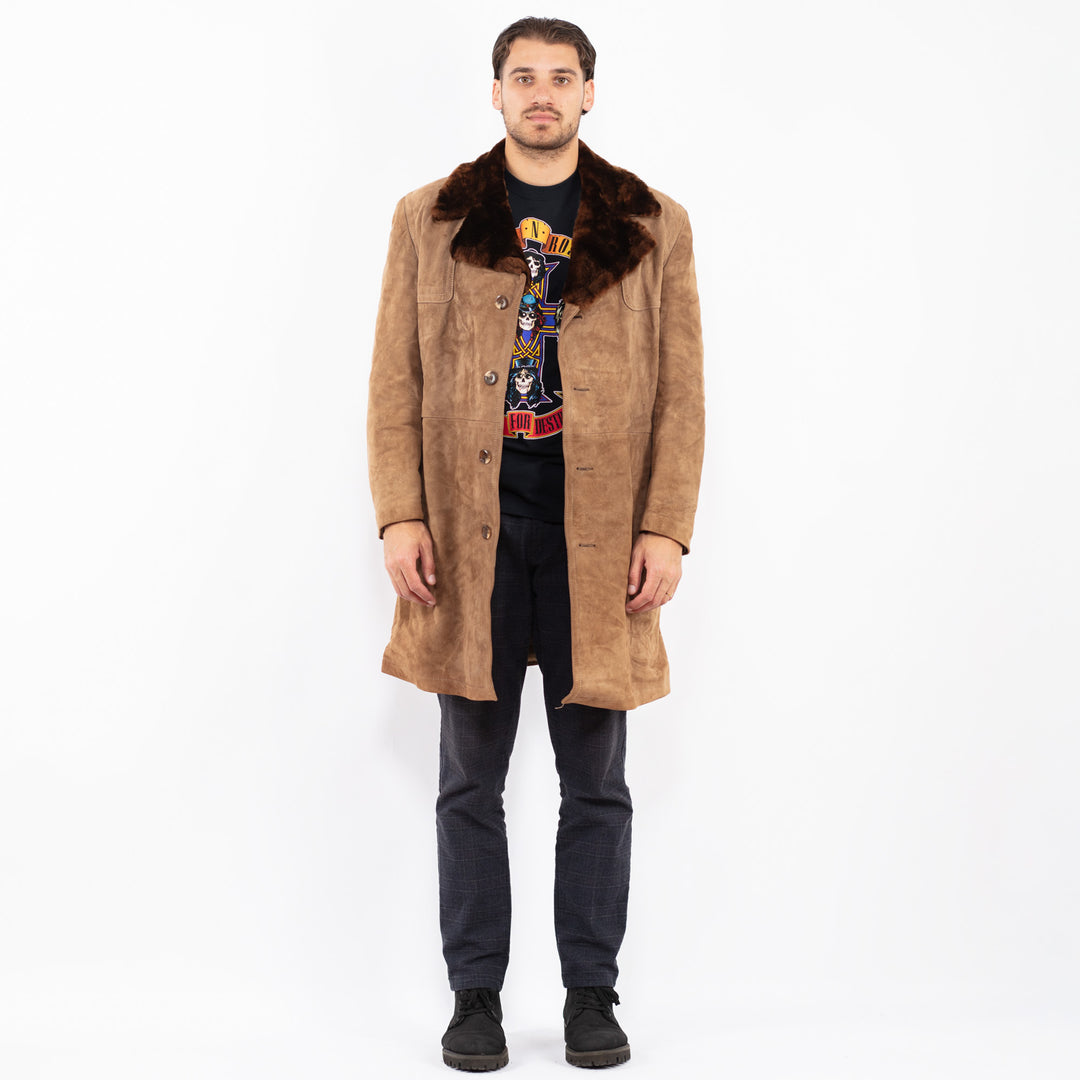 Vintage 70's Men Suede Sherpa Coat in BeigeZ2386