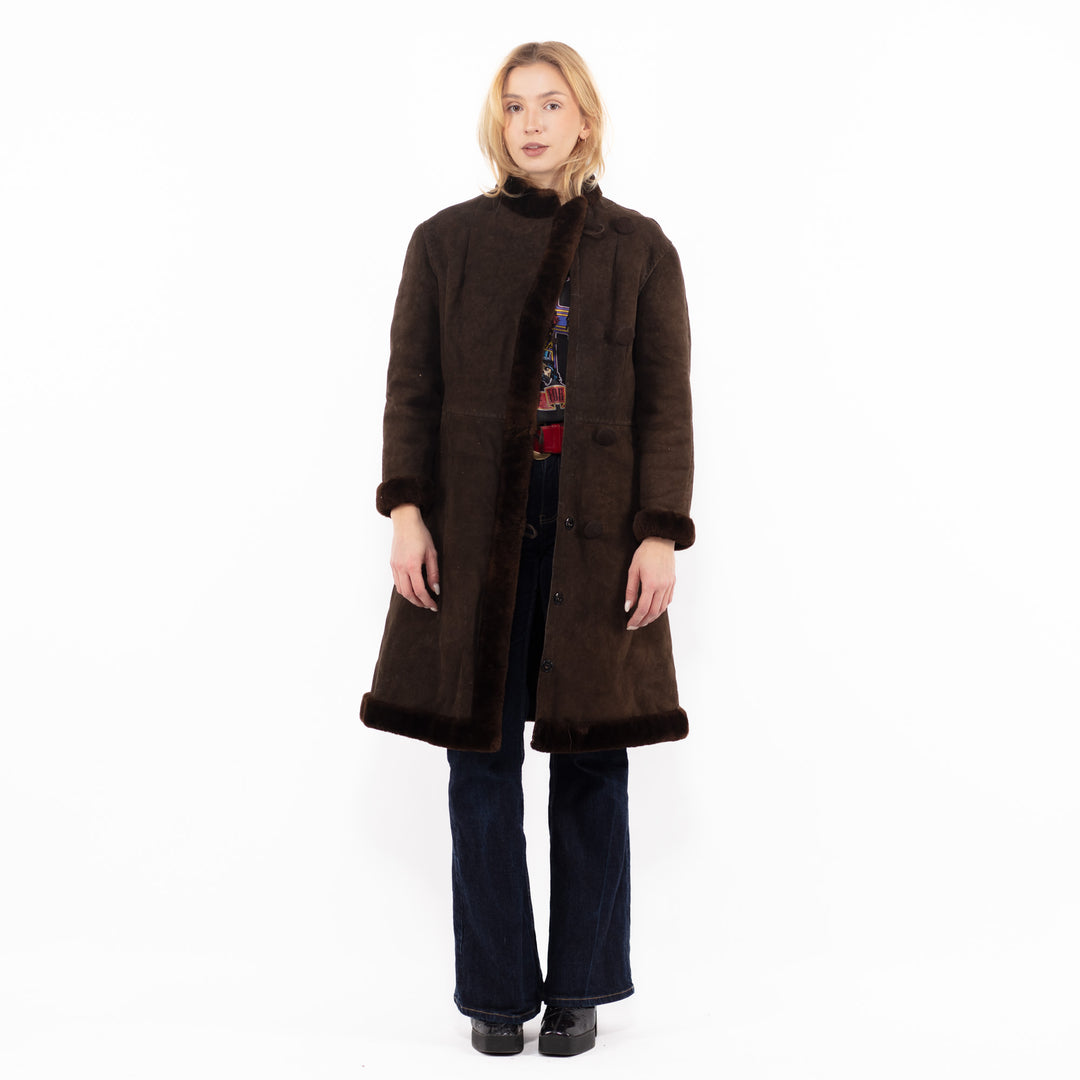 Vintage 70's Women Sheepskin Coat in BrownA1111