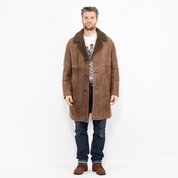 Vintage 70's Men Sheepskin Coat in BrownZ2677
