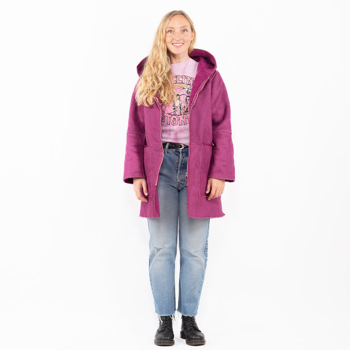 Vintage 00's Women Faux Sheepskin Coat in PinkA0531