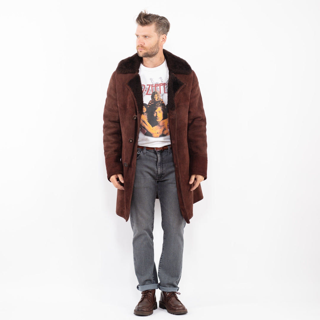Vintage 70's Men Sheepskin Coat in BrownZ2296
