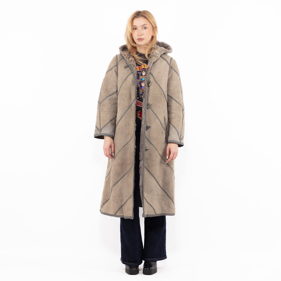 Vintage 70's Women Sheepskin Coat in Beige