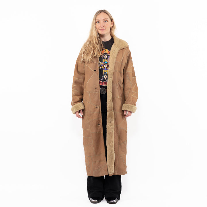 Vintage 80's Women Sheepskin Coat in Beige