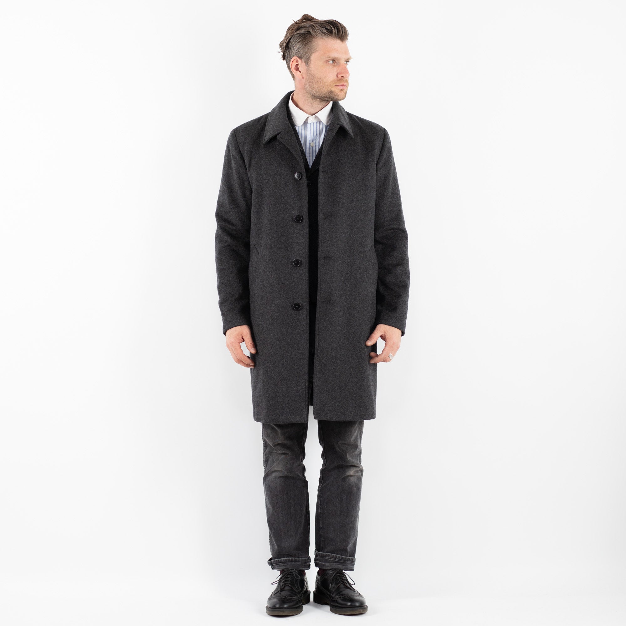 Online Vintage Store | Vintage 00's Men Wool Blend Coat in Gray