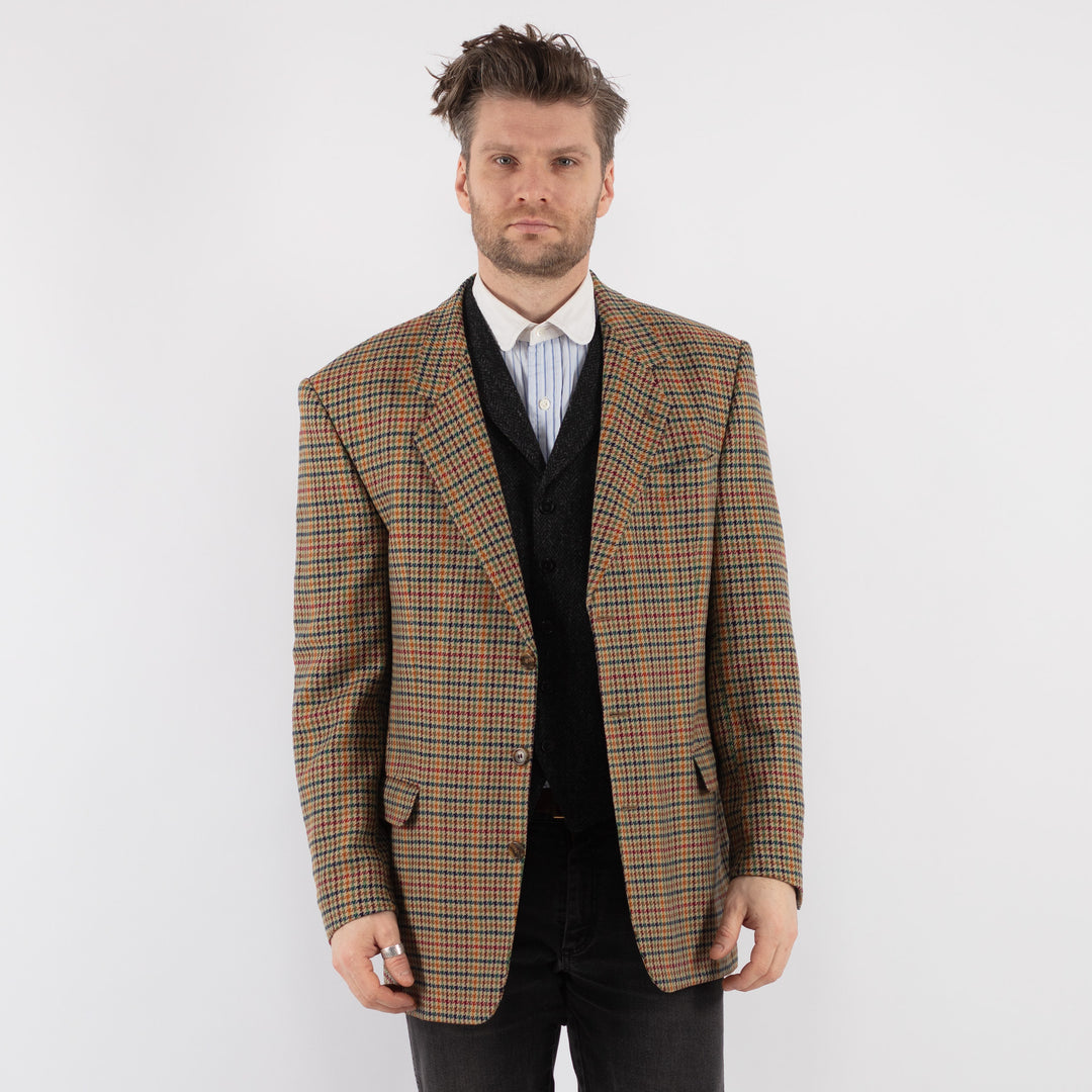 Vintage 70's Men Wool Blazer Jacket in Multi