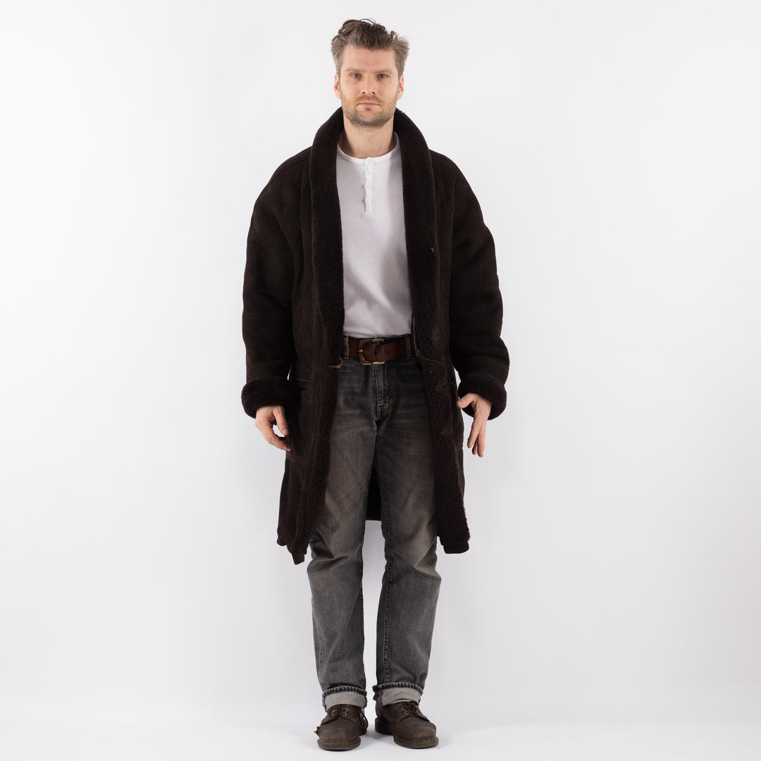 Vintage 90's Men Sheepskin Coat in BrownZ1130