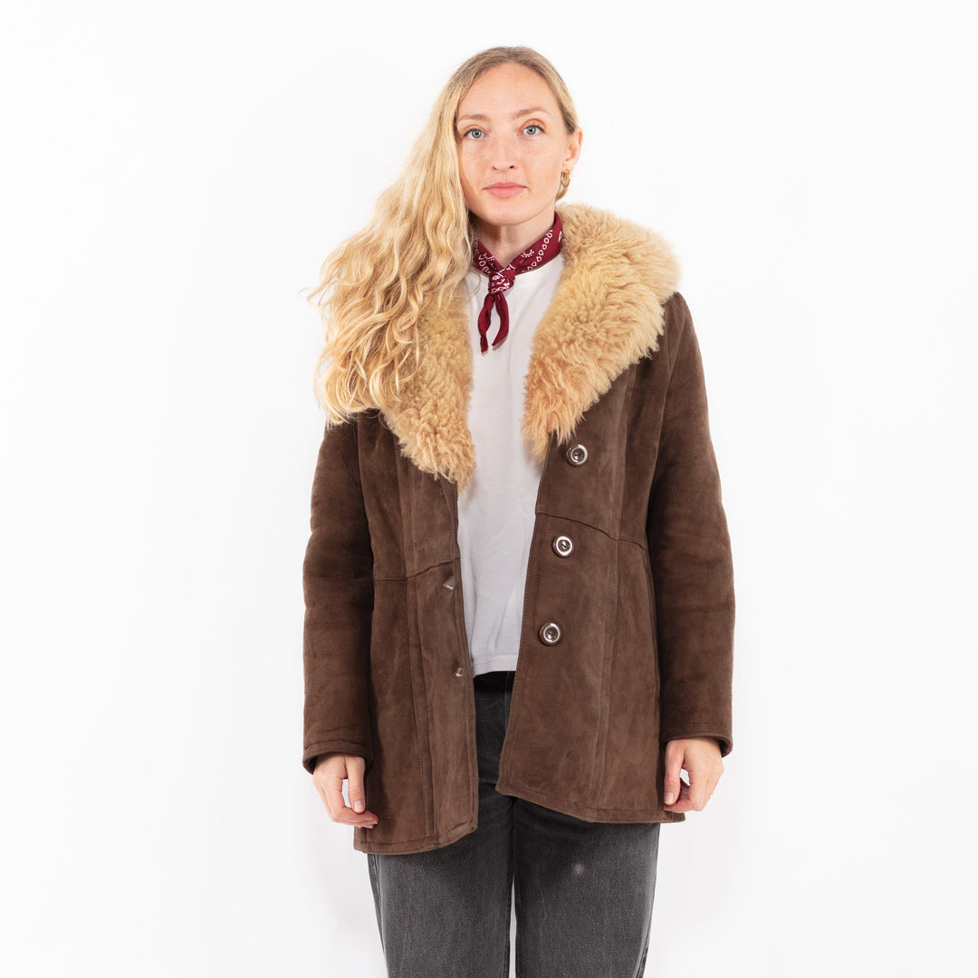 Vintage 70's Women Sheepskin Coat in BrownA0627