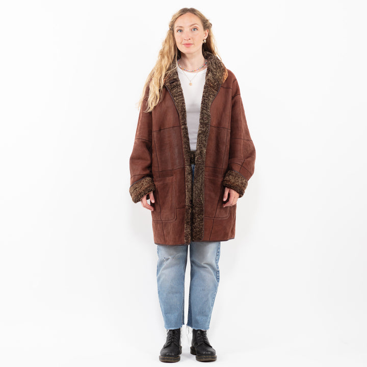Vintage 90's Women Sheepskin Coat in BrownA0281
