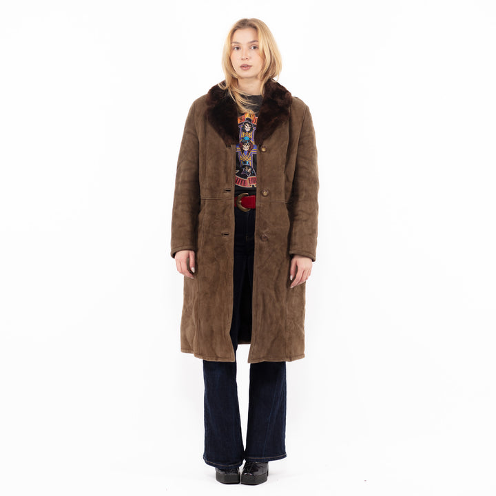 Vintage 70's Women Sheepskin Coat in Brown A1113