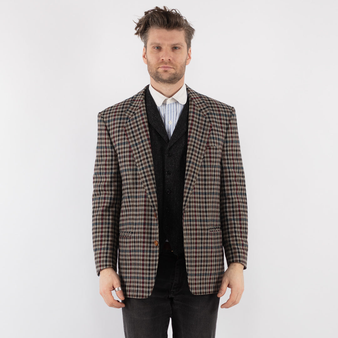 Vintage 70's Men Wool Blazer Jacket in Multi