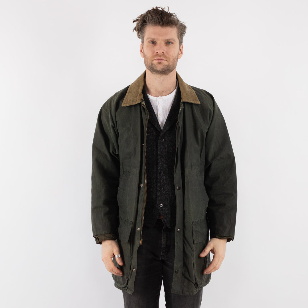 Vintage 90's Men Waxed Cotton Jacket in Green - NorthernGrip