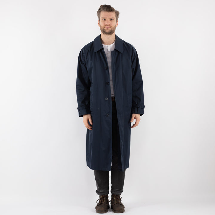 Vintage 80's Men Trench Coat in Blue