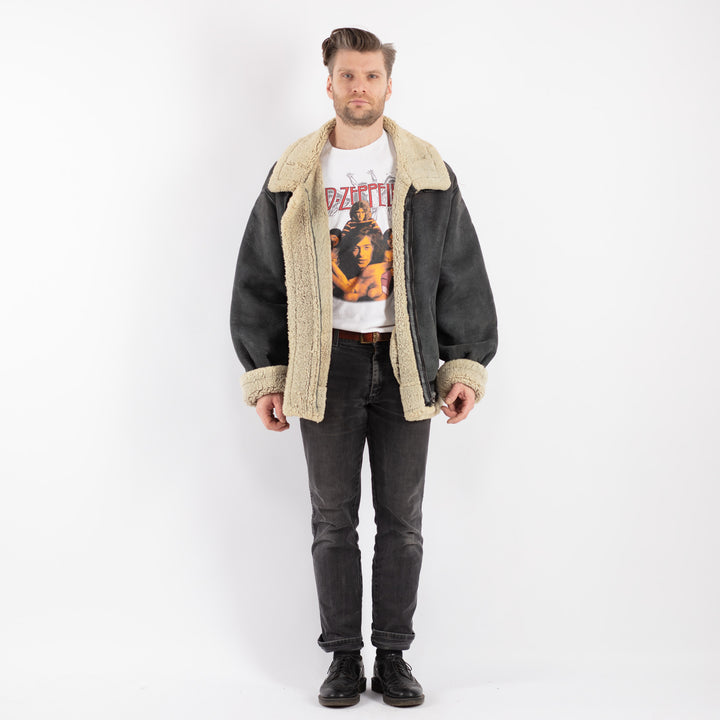 Vintage 80's Men Sheepskin in GrayZ436