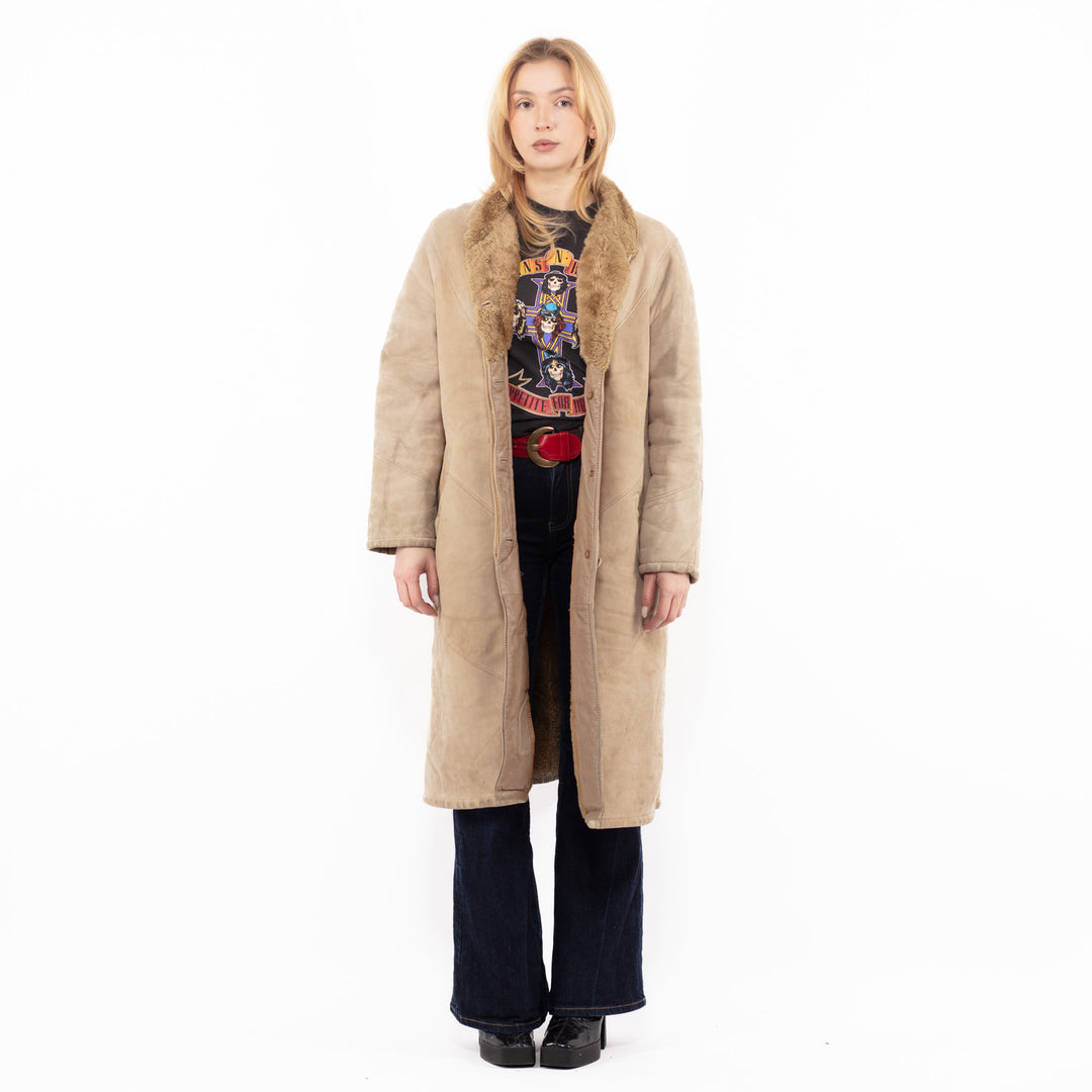 Vintage 80's Women Sheepskin Coat in BeigeA1114