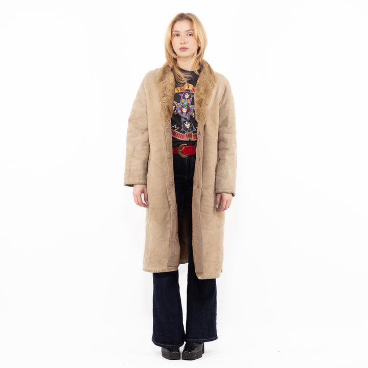 Vintage 80's Women Sheepskin Coat in BeigeA1114