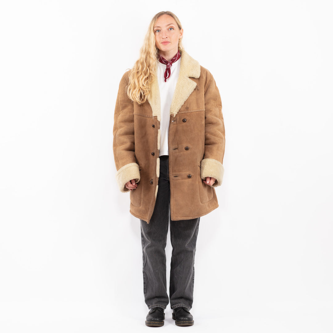 Vintage 70's Women Sheepskin Coat in BrownA0628