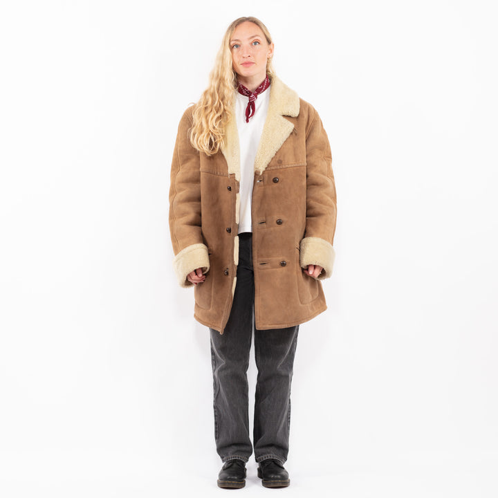 Vintage 70's Women Sheepskin Coat in BrownA0628