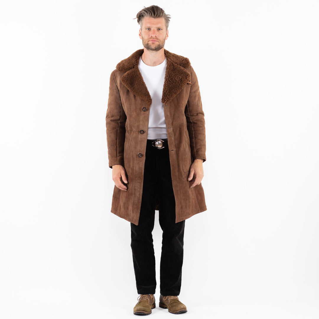 Vintage 70's Men Sheepskin Coat in BrownZ1850