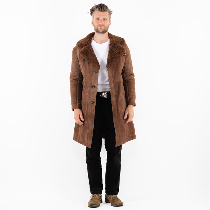 Vintage 70's Men Sheepskin Coat in BrownZ1850