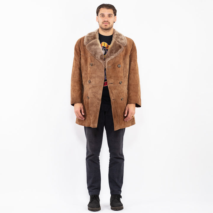 Vintage 70's Men Suede Sherpa Coat in BrownZ2389
