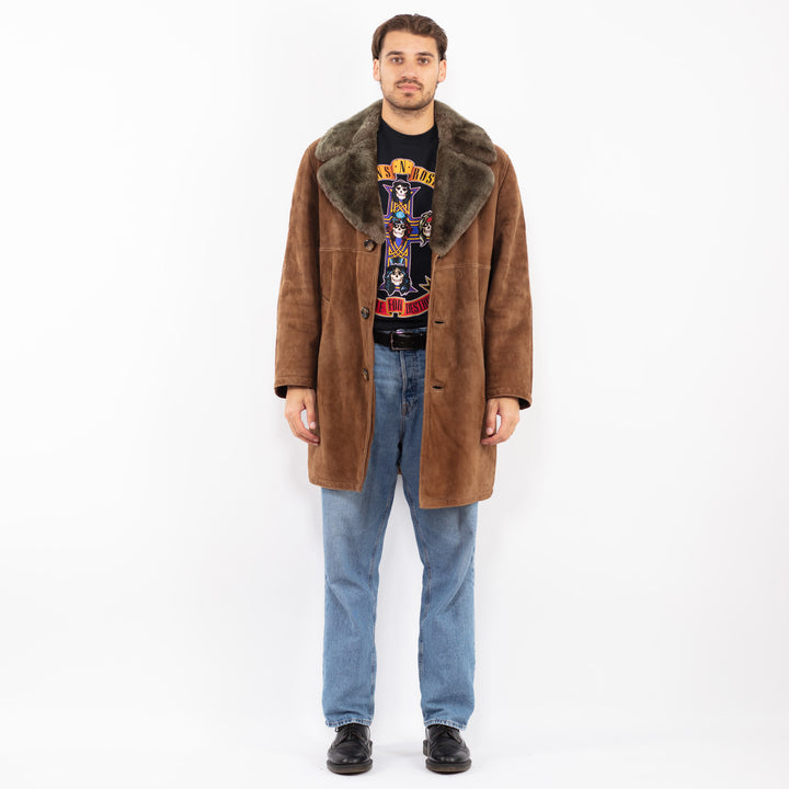 Vintage 70's Men Sheepskin Coat in Brown