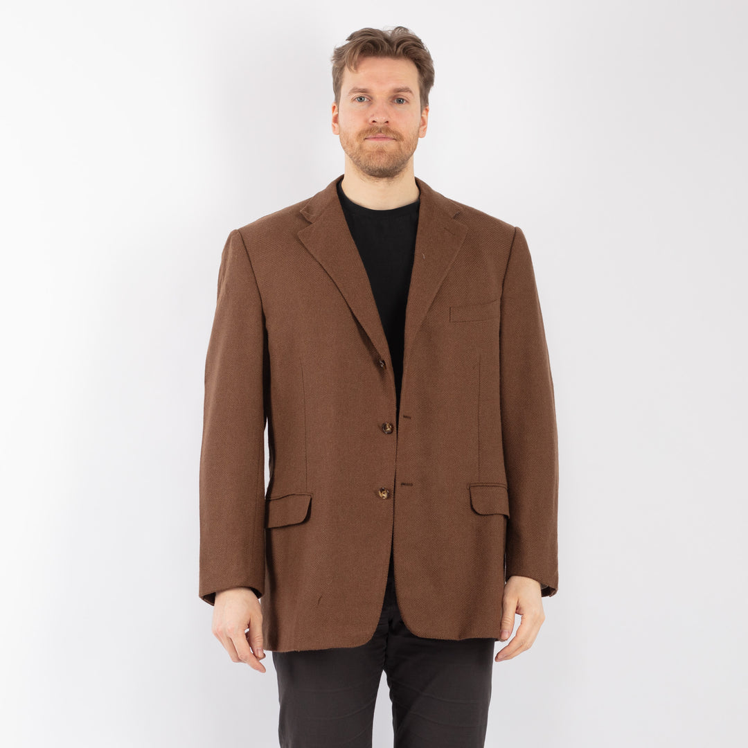 Vintage 90's Men Wool Blazer Jacket in BrownZ1281