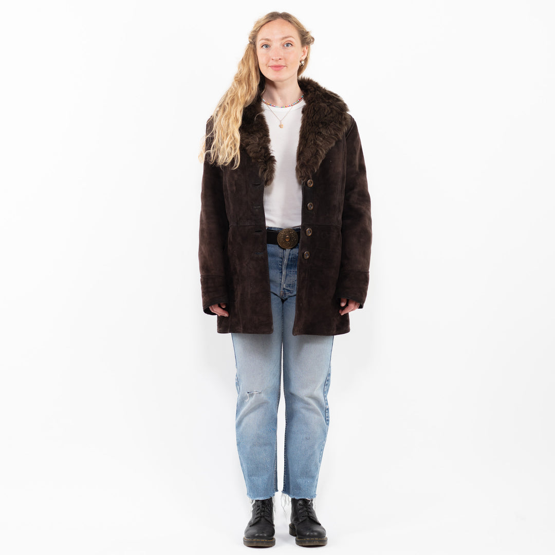 Vintage 70's Women Sheepskin Coat in BrownA0283