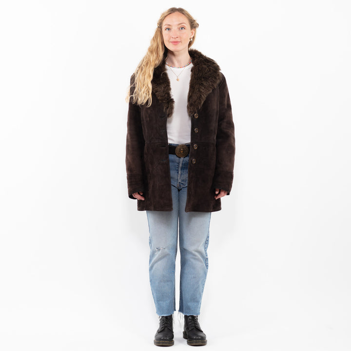 Vintage 70's Women Sheepskin Coat in BrownA0283