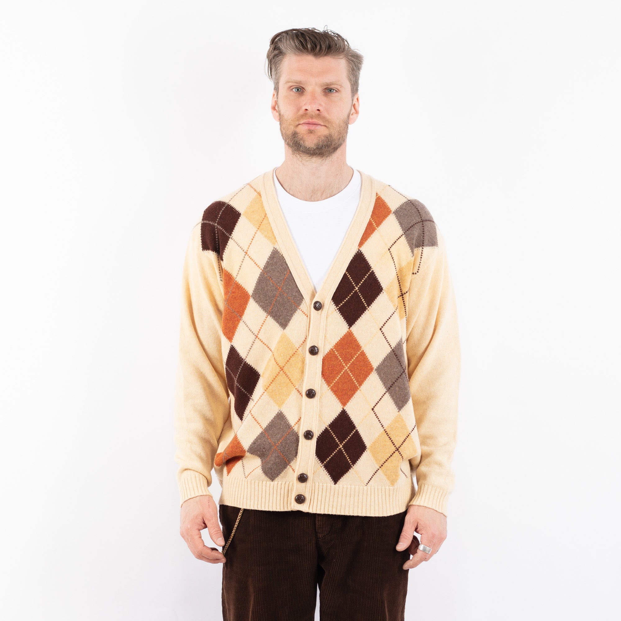 Online Vintage Store | Vintage 90's Men Cardigan in Brown