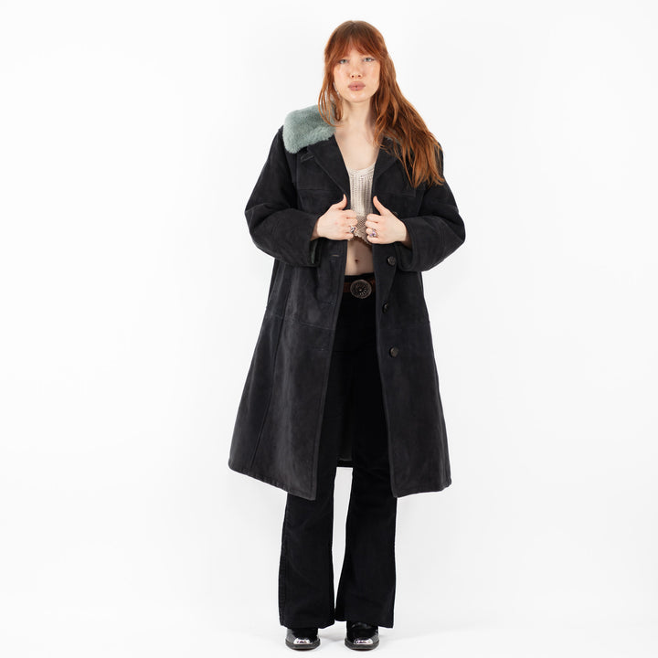 Vintage 70's Women Sheepskin Coat in GrayV9782