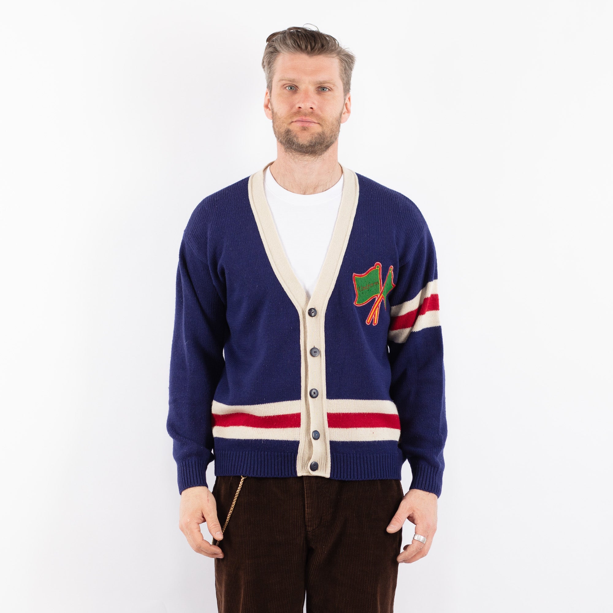 Online Vintage Store | Vintage 80's Men Cardigan in Blue
