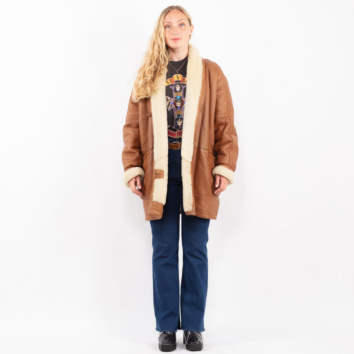 Vintage 80's Women Sheepskin Coat in BrownA0386