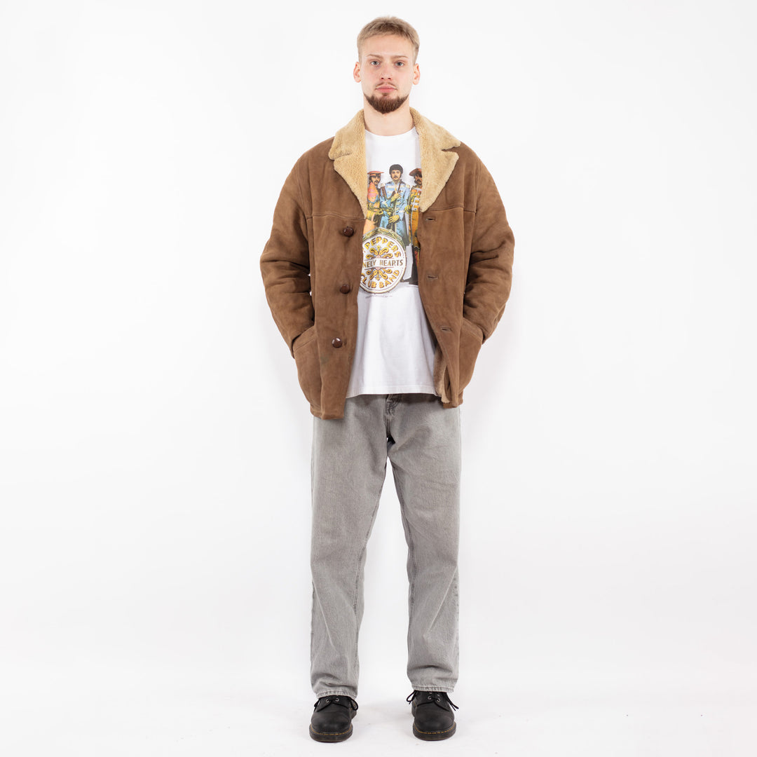 Vintage 70's Men Sheepskin Jacket in BrownZ2485
