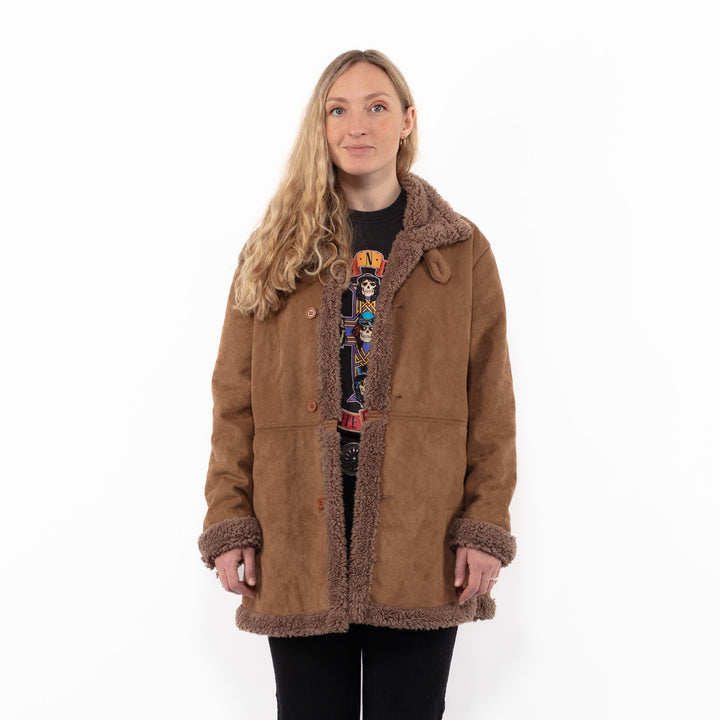 Vintage 00's Women Faux Sheepskin in BrownA0912