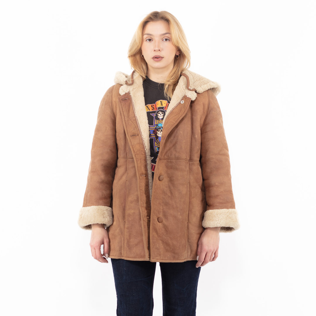 Vintage 90's Women Sheepskin Coat in BrownA1116